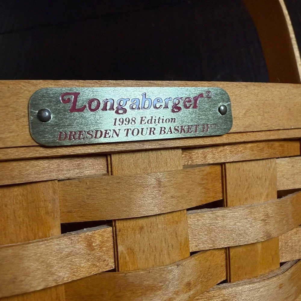 Longaberger Dresden Tour Basket II 1998 Cottagecore Small Brown Handwoven Decor